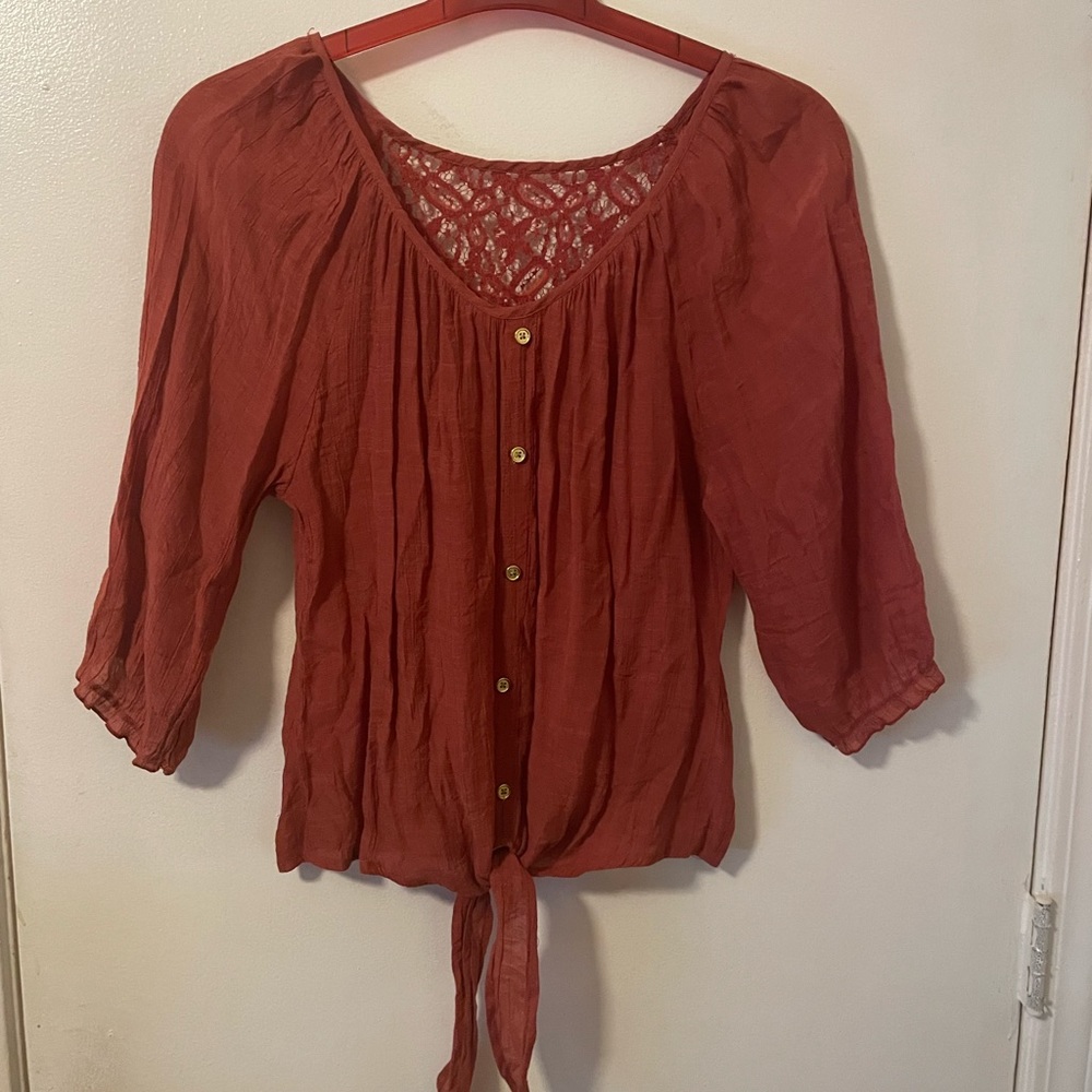 Size Large Joelle long sleeve tie front top
